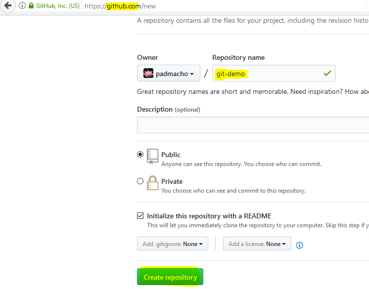 Git Hub Create repo